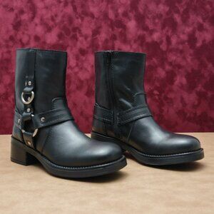 Steve Madden Women Saxona Brown Burnished Leather Moto Boots 6.5